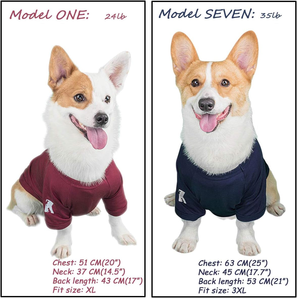 Koneseve 2-Pack Dog Shirt for Small Dogs, Soft Cotton Cat Clothes Plain - S