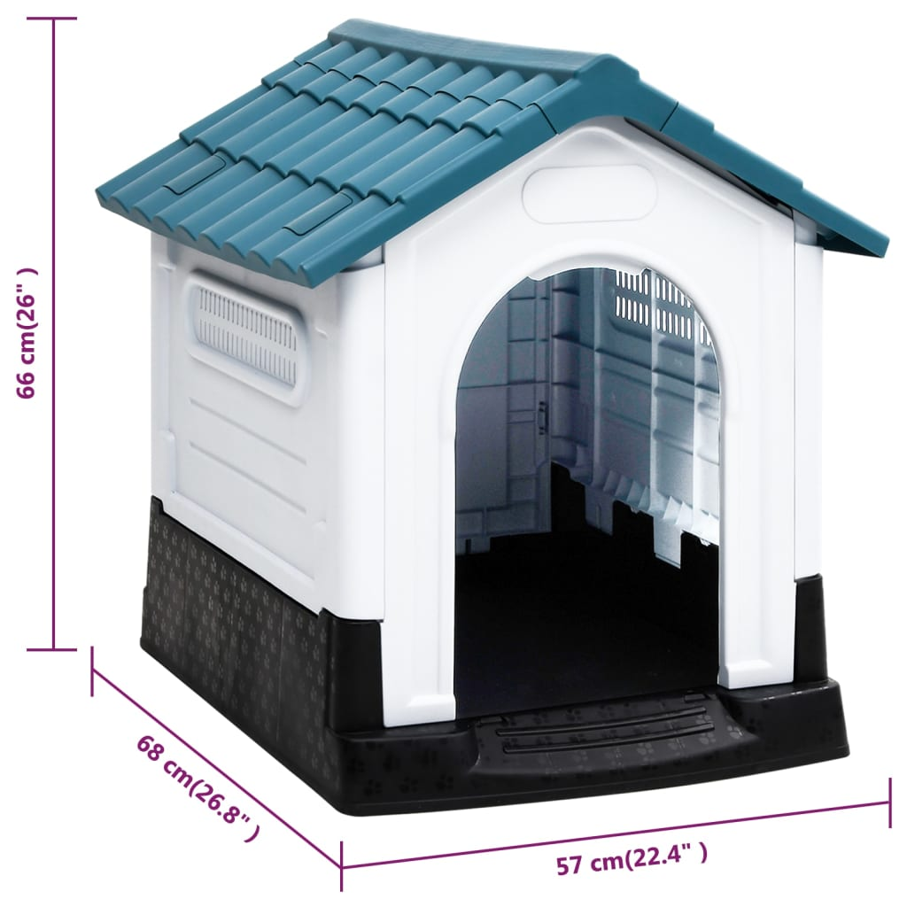 Vida-XL Dog House Blue 22.4"x26.8"x26" Polypropylene