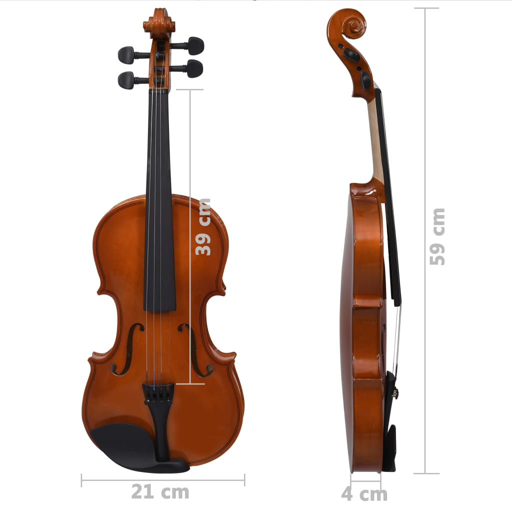 XL Violin Full Set with Bow and Chin Rest Dark Wood 4/4