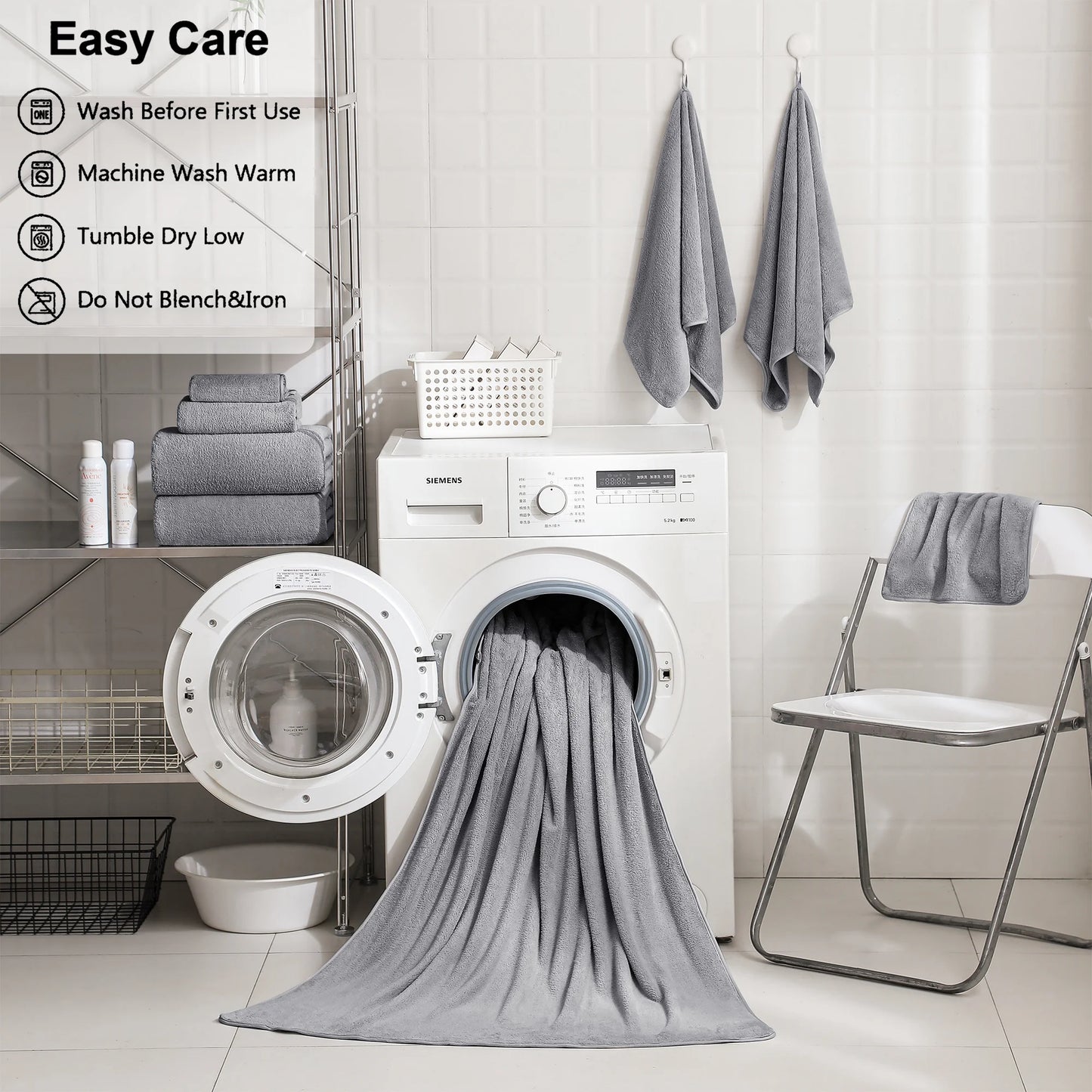 Jessy Home 4 Pack Oversized Bath Sheet Towels 700 GSM Ultra Soft Light Gray Bath Towel Set