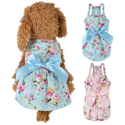 Promotion Clearance!Lovely Floral Pet Dog Dress Vestidos for Small Dogs Summer Chihuahua Pug Yorkie Clothing Puppy Cat Clothes Dog Wedding Dresses
