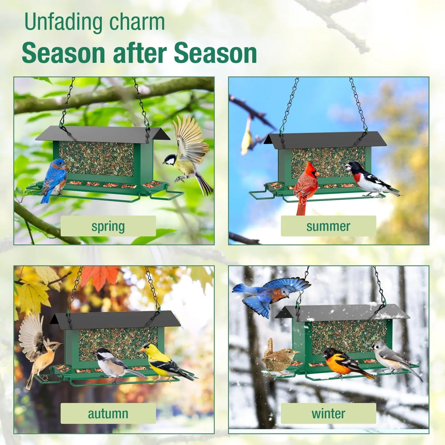 Bird Feeder for Outdoor Hanging, Large Squirrel Proof Birdfeeders W/ 14 Feeding Ports - Heavy Duty Metal Bird Feeders for outside Hanging, 4 Lb Large Capacity Birdfeeder to Attracting Birds Tiktokshopfalldealsforyou