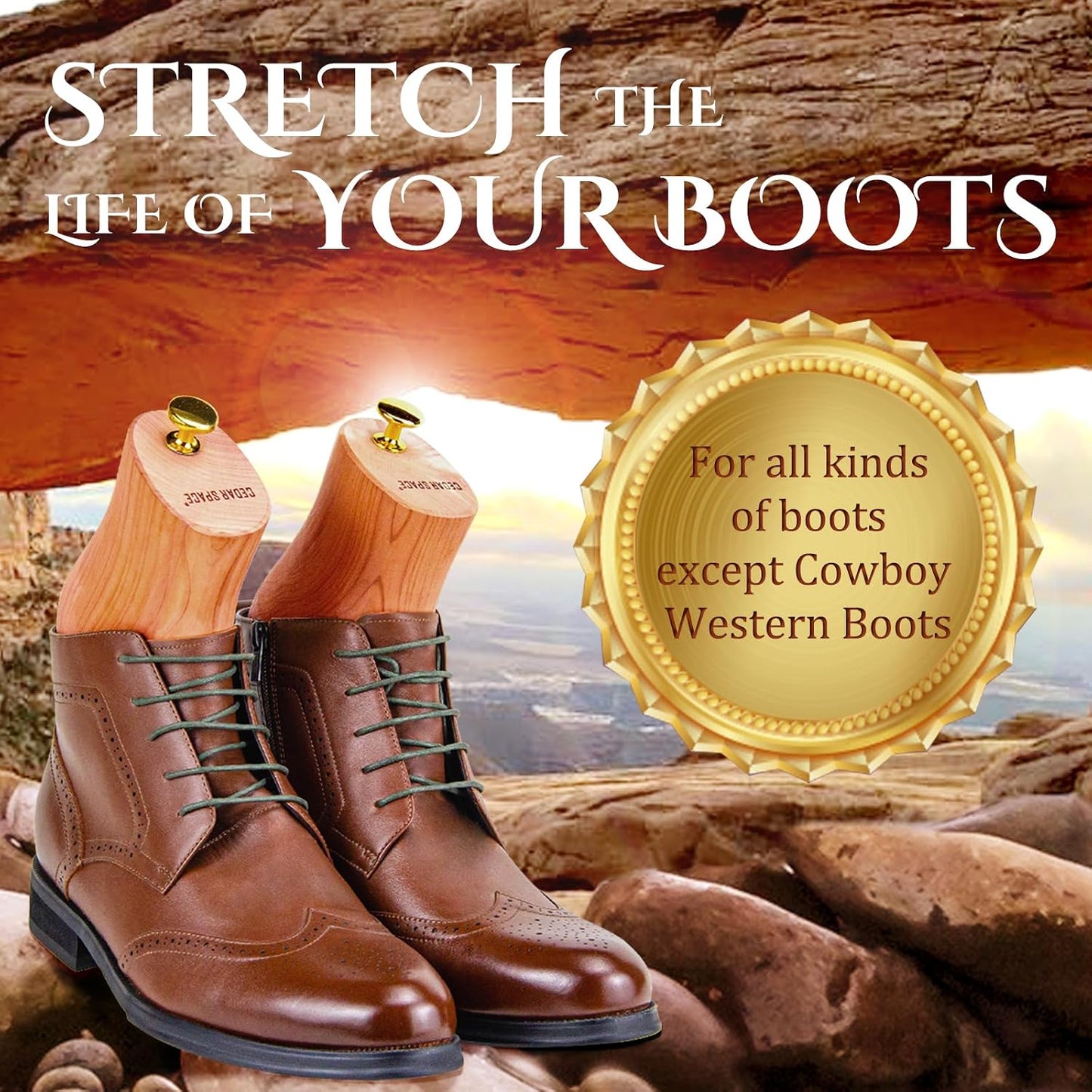 Cedar Space Cedar Boot Tree, 8-14 Sizes 100% Natural Wooden Boot Stretcher