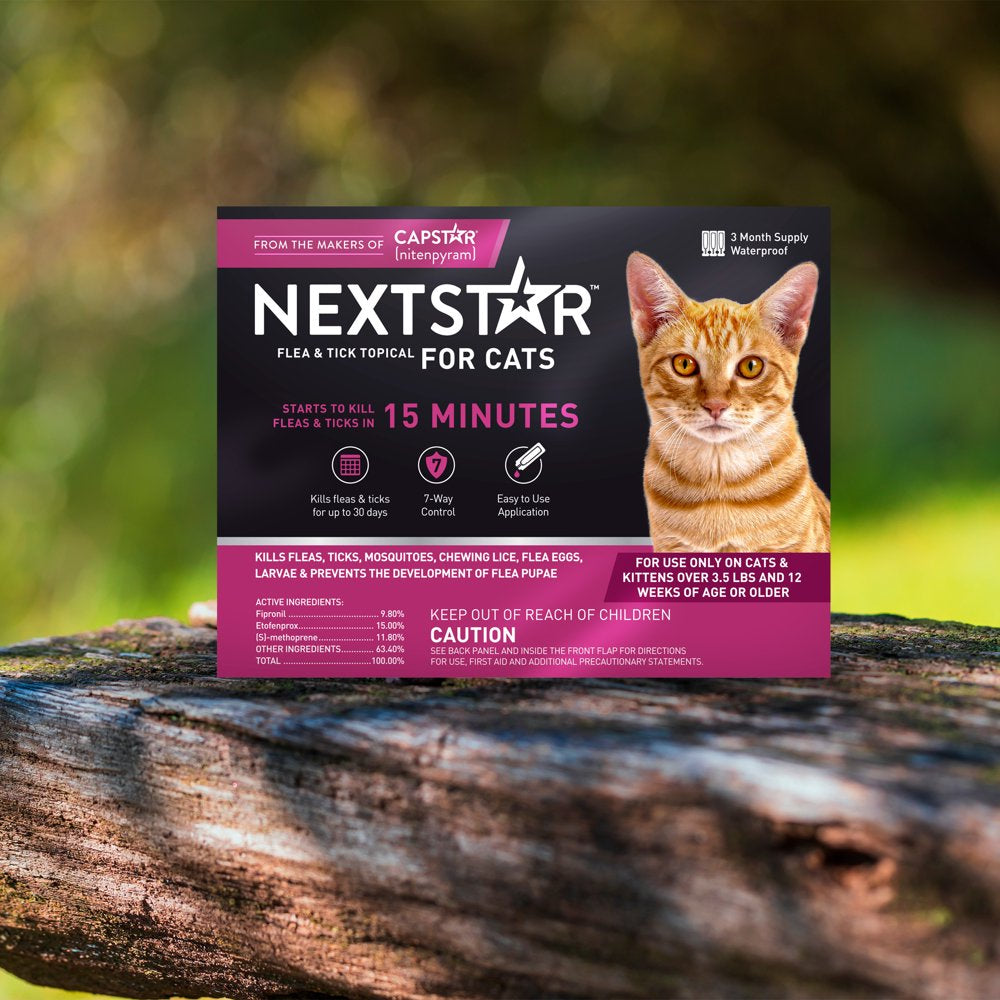 NEXTSTAR Flea & Tick Topical Prevention for Cats over 3.5 Lbs, 3-Month Supply