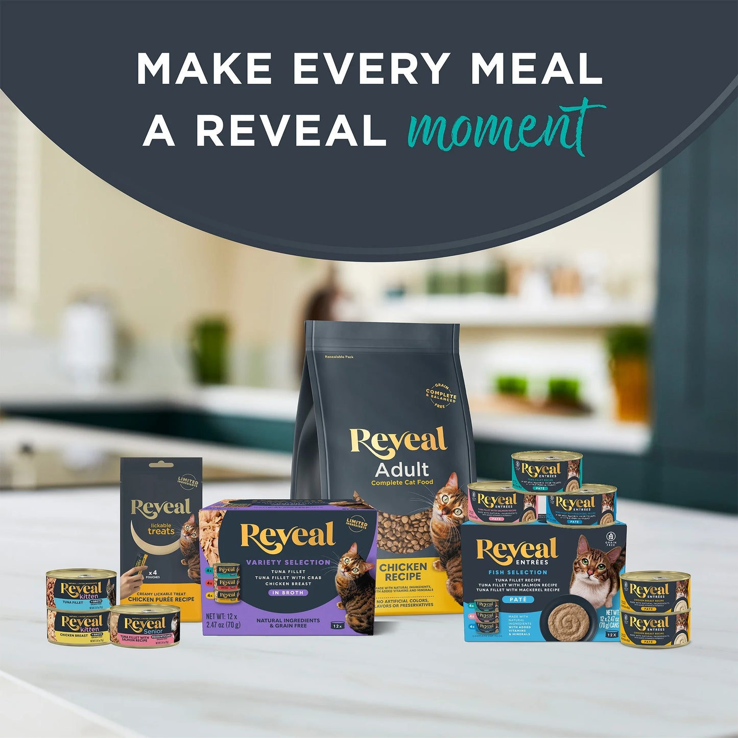 Reveal Pet Food Natural Wet Cat Food Fish Selection in Broth 8 X 2.47Oz Cans