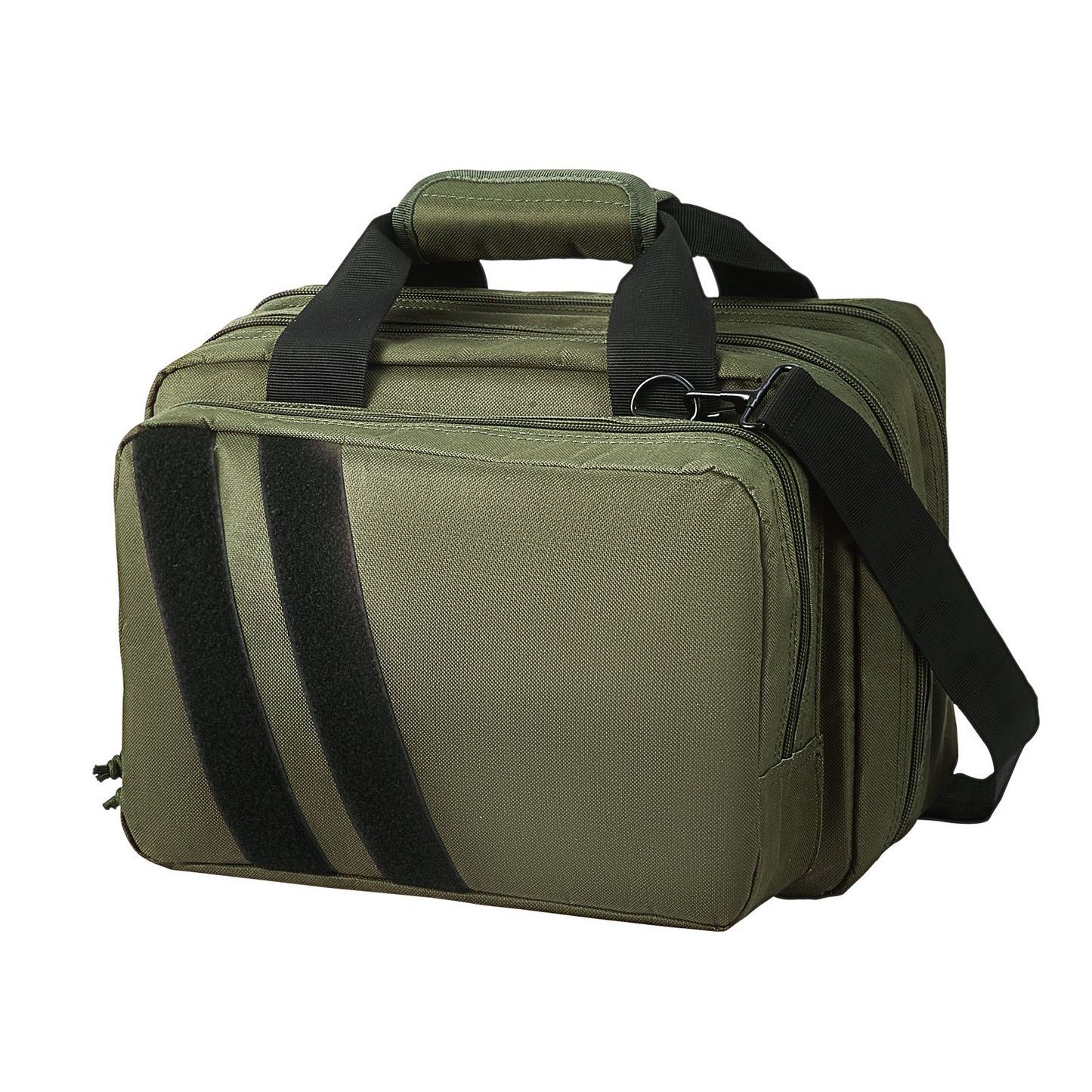 Range Bag for 2 Pistols Tactical Gun Bag 2 Built-in Pistol Bags Green,Range Bag for Handguns Gun Case Bag with Lockable Zipper for Shooting Range Outdoor Hunting