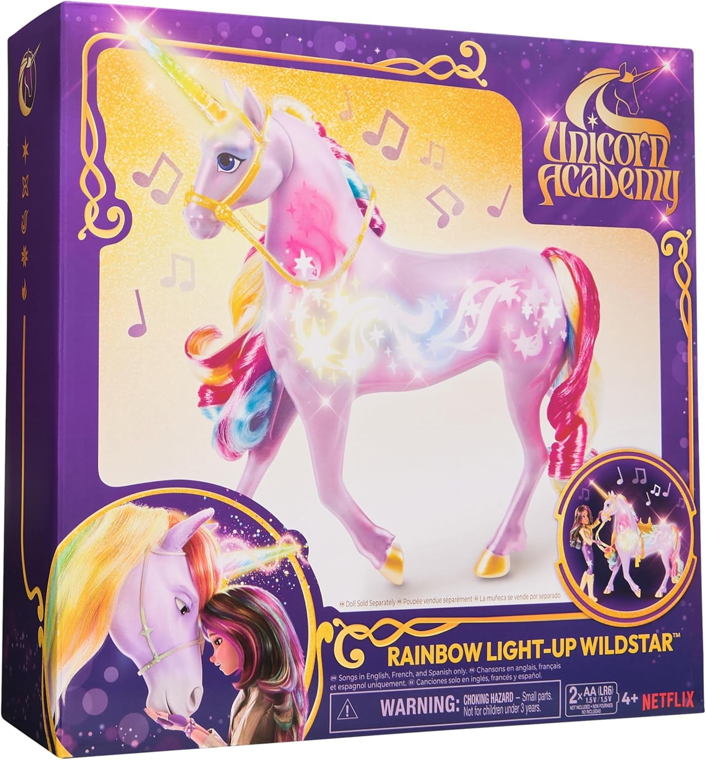 Unicorn Academy, Interactive Rainbow Light-Up Wildstar with Lights, Sounds & Music, Dolls & Unicorn Toys for Girls Ages 4 and Up