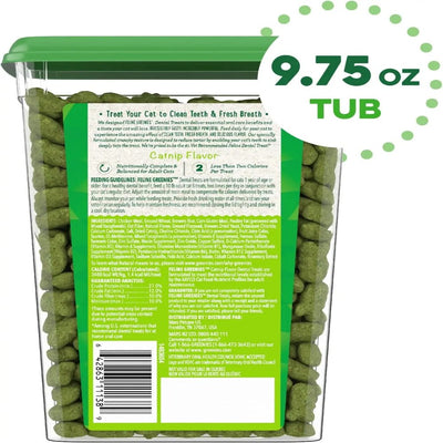 Feline Greenies Adult Dental Cat Treats Catnip Flavor, 9.75 Oz. Tub
