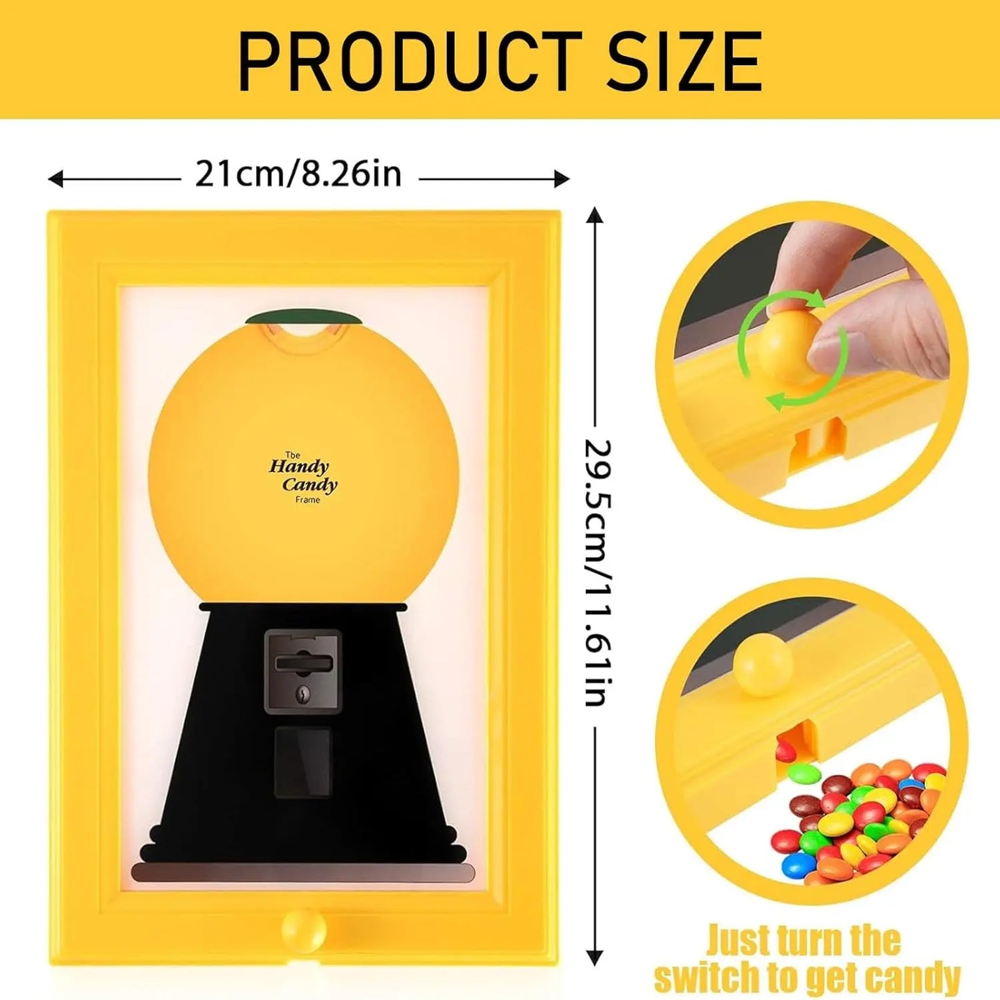 Viral Tiktok Candy Frame a Fun Wall-Mounted Dispenser for Your Home Candy Dispenser Picture Frame Handy Fast Distribution Candies, Nuts, Dog & Cat Treats Holiday Gifts Halloween Decoration Yellow Adults Decorative, Christmas Gift