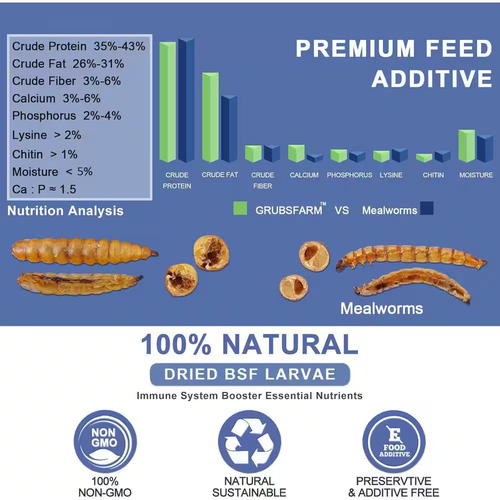 Calcium-Rich Non-Gmo Chicken Feed 85X More Calcium than Mealworms 5Lb Molting Supplement for Hens Ducks Turkeys
