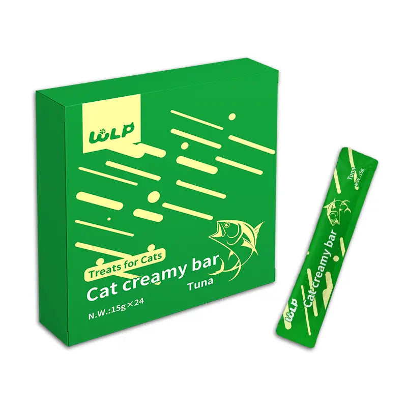 WLP : Cat Creamy Bar,Grain-Free, Lickable, Squeezable Creamy Cat Treat,15G Each Tubes,24 Tubes