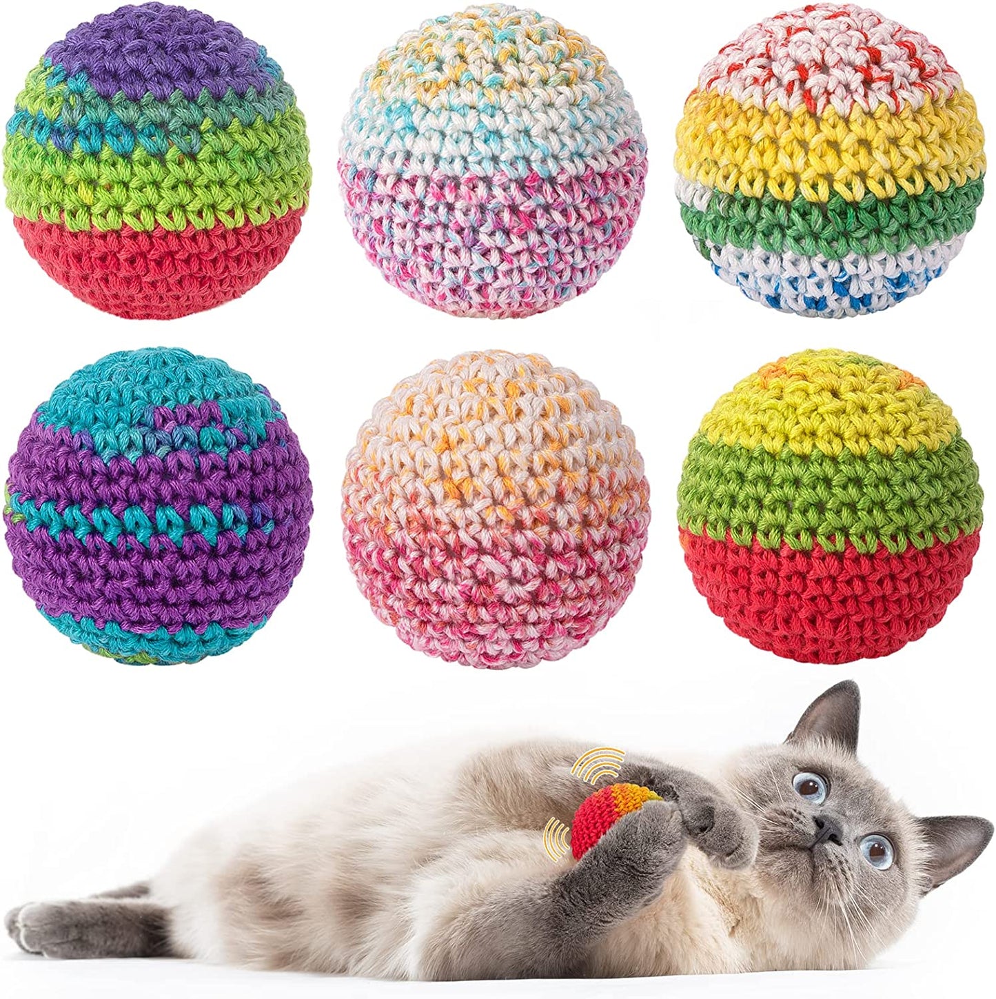 Cat Toys Balls, Woolen Yarn Cat Ball Toy with Bell Inside, Cat Toys for Indoor C