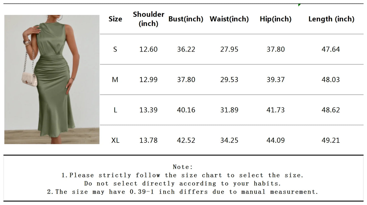 ZOELNIC Women'S Ruched Bodycon Dress Summer Casual Sleeveless Elegant Club Evening Party Cocktail Midi Dresses, S