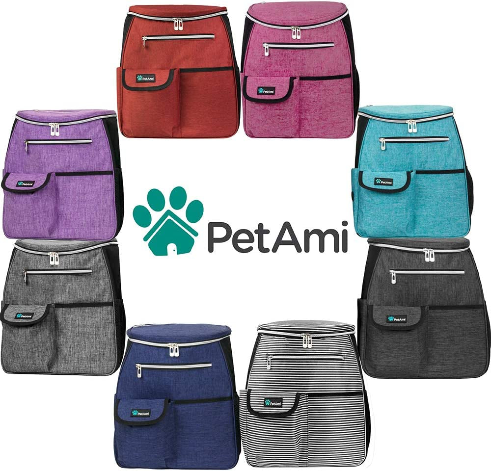 Petami Dog Travel Bag Backpack, Airline Approved Dog Bags for Traveling, Puppy Diaper Bag Supplies, Pet Camping Essentials Hiking Accessories Dog Mom Gift, Food Container, Collapsible Bowls, Pink