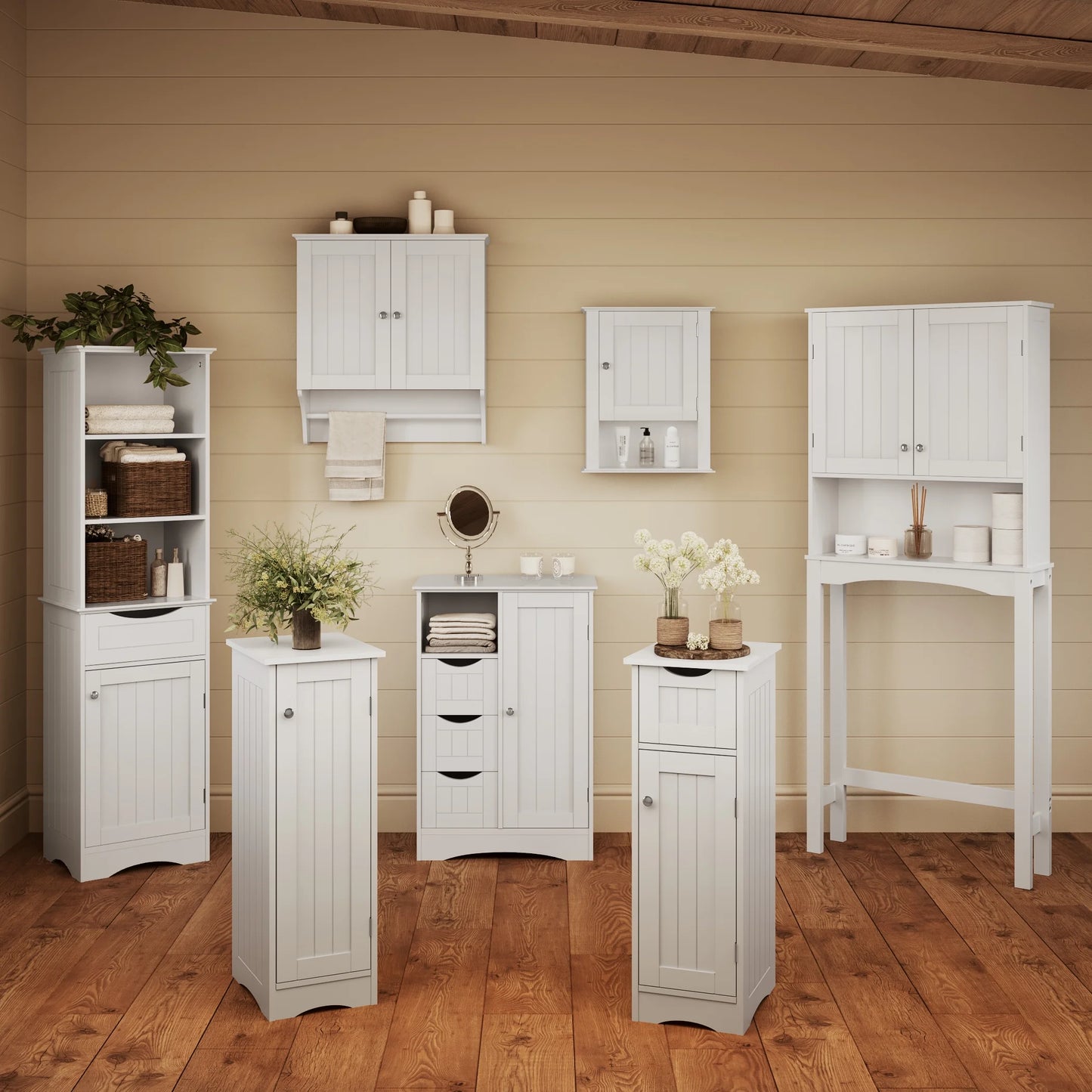 Riverridge Ashland 2-Door Bathroom Medicine Cabinet Wall Storage with Towel Bar - White