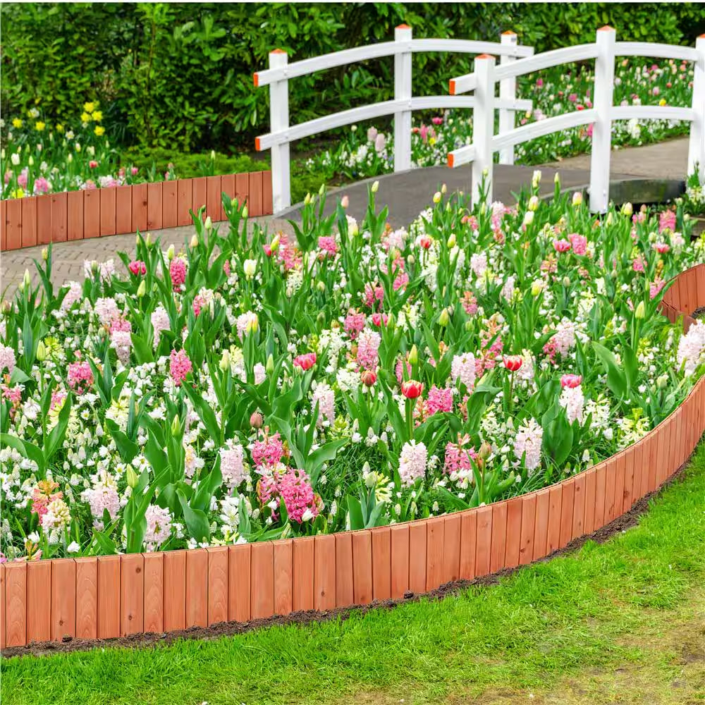 6-Pieces Outdoor Wooden Short Fences Wooden Landscape Border Edging