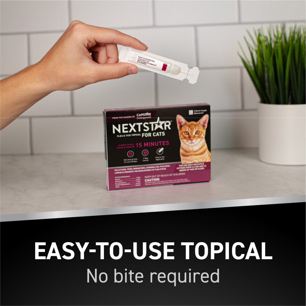 NEXTSTAR Flea & Tick Topical Prevention for Cats over 3.5 Lbs, 3-Month Supply