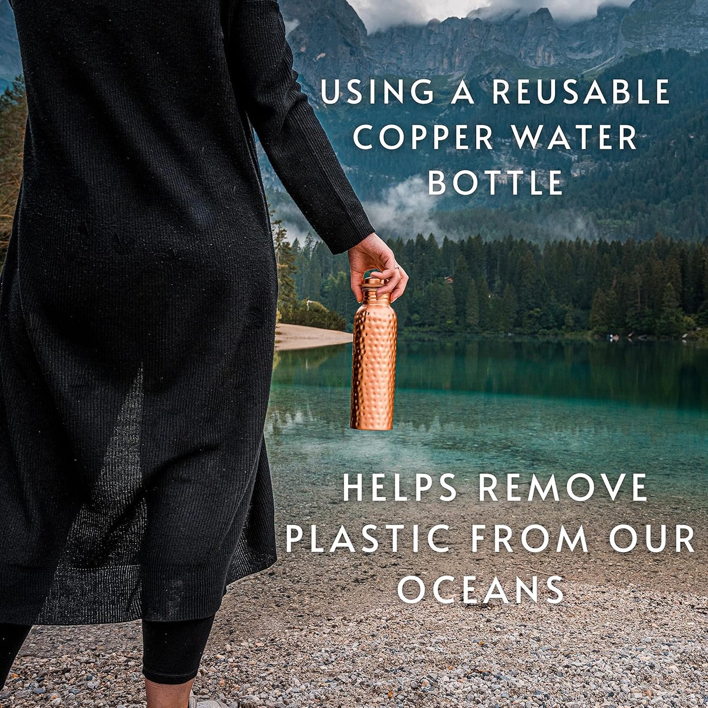 Kosdeg Copper Water Bottle - 34 Oz and Cup 12 Oz - a Hammered Ayurvedic Pure Copper Vessels for Drinking - Drink More Water, Lower Your Sugar Intake and Enjoy the Health Benefits Immediately
