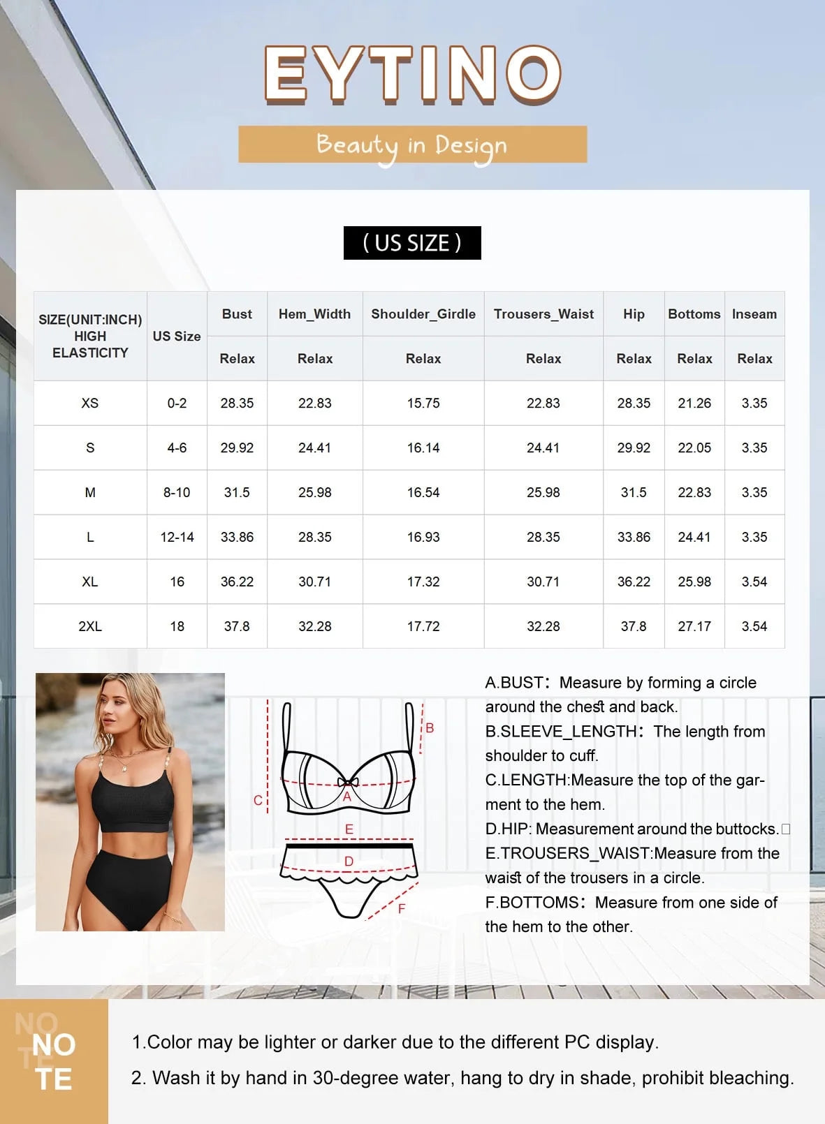 Eytino Women'S Bikini Swimsuit Shirred Solid Color 2 Piece High Waisted Swimsuit Scoop Neck Adjustable Shell Strap Bathing Suits Bikini Set 2025 Womens Swimwear Orange L