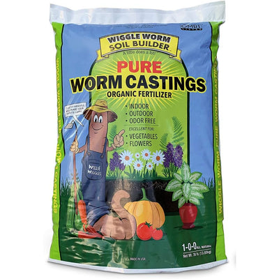 Wiggle Worm Worm Castings Organic Fertilizer, Soil Builder, 30 Pounds