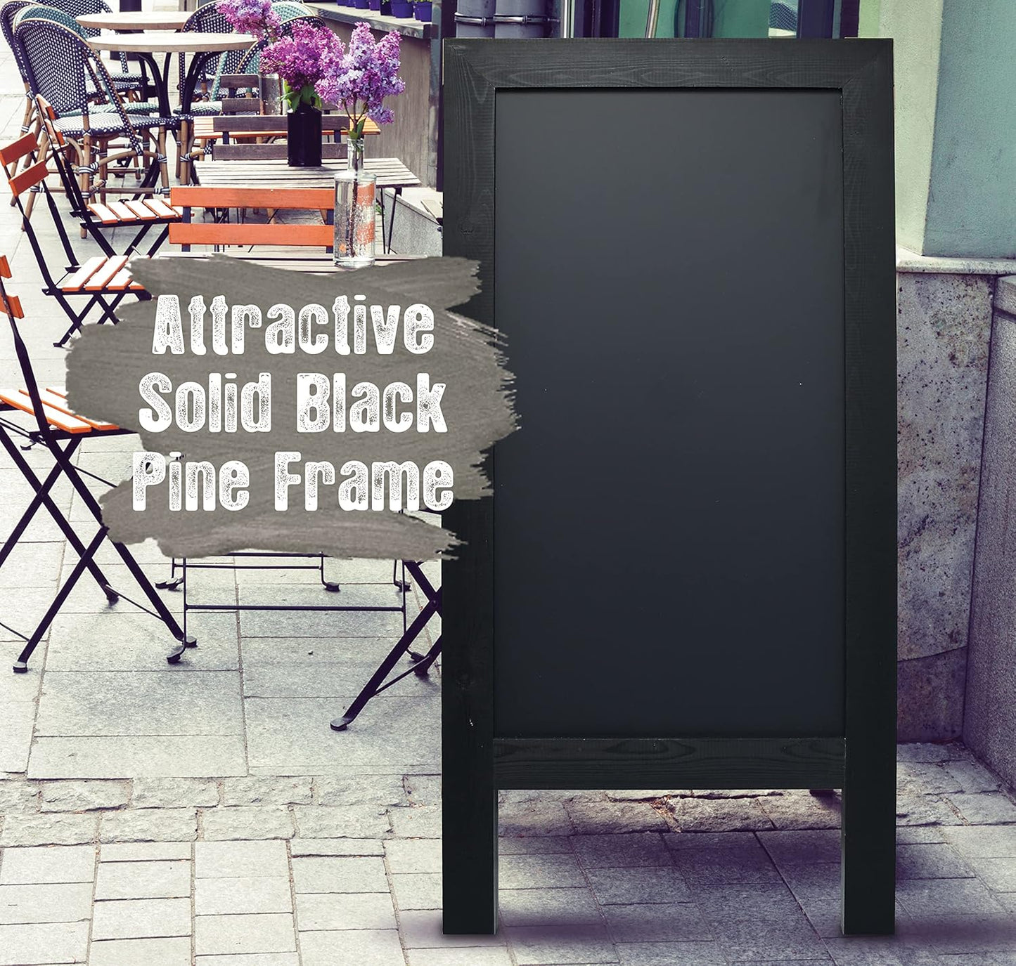 Better Office Products Magnetic A-Frame Chalkboard Sign, Extra Large 20" X 40", Standing Chalkboard Easel, Deluxe Set with Multiple Accessories, Outdoor Sidewalk Sandwich Board Sign,(Black)