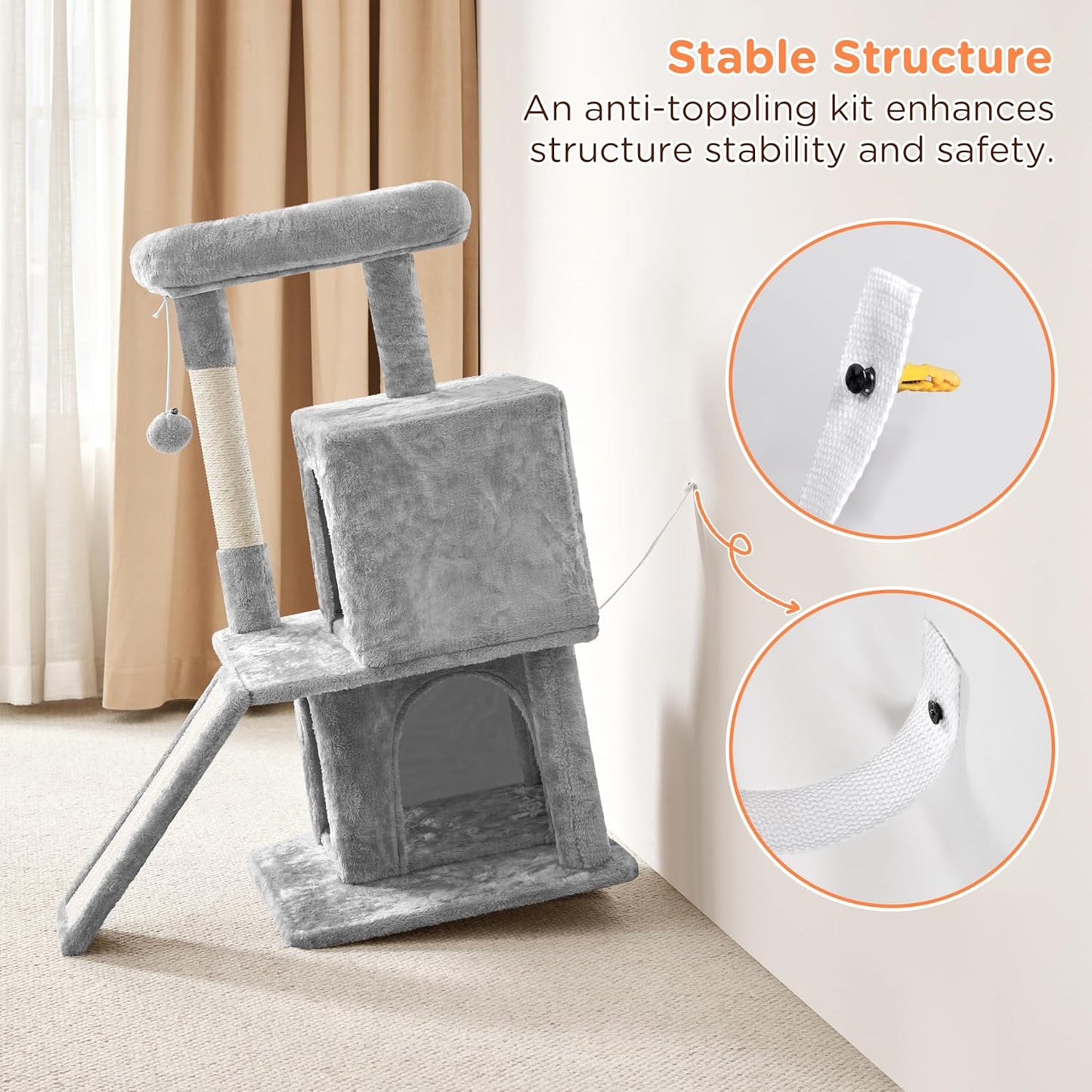 Yaheetech Cat Tree Cat Tower 36-Inch Kitten Stand House Condo with Double Condos, Large Plush Perch & Scratching Board Kitty Furniture Play Center for Indoor Cats Activity