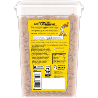 Temptations Jumbo Stuff Tasty Chicken Flavor Crunchy and Soft Cat Treats, 14 Oz Tub