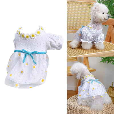 ZPAQI Pet Costume Dress Dog Clothes Apparel for Cats Only Cute Daisies Outfits