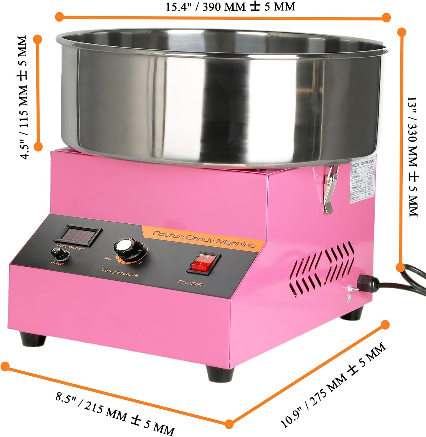 Cotton Candy Machine, Cotton Candy Maker, 1000W Electric Cotton Candy Maker Machine, Quick 3-4 Min Preheat, Commercial Cotton Candy Maker for Home, Events, Parties, and Small Business