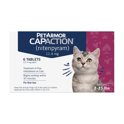 Petarmor Capaction Fast-Acting Oral Flea Treatment for Cats, 2-25 Lbs, 6 Doses, 11.4 Mg