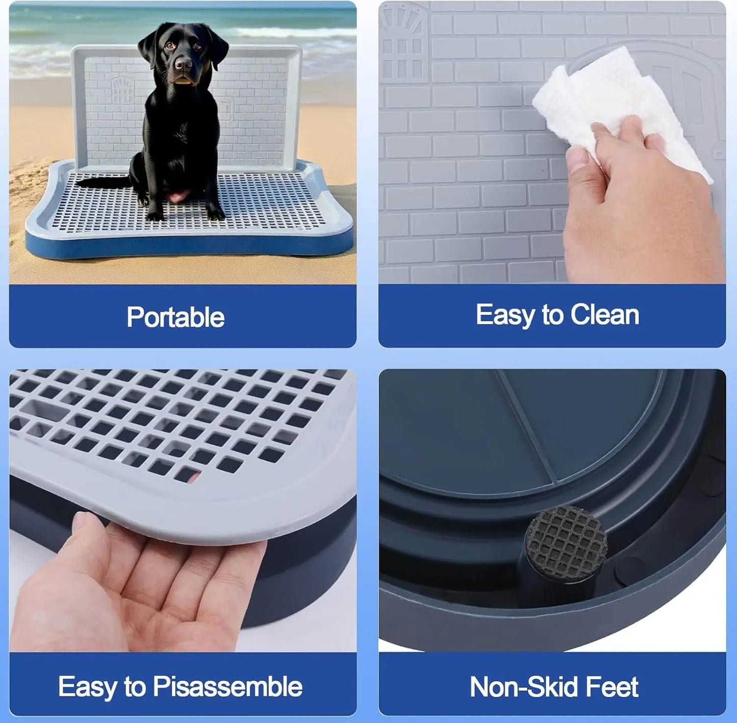 Hallostark Pee Pad Holder, Indoor Dog Potty for Dogs, Dog Pad Holder, Puppy Potty Training Tray with Splash Wall & Center Post, 20.1"ร15.4", Black