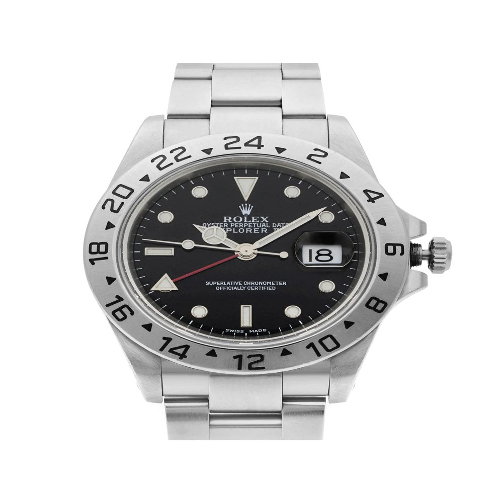 Rolex Explorer II GMT Steel No Holes Case Black Dial Automatic Mens Watch 16570