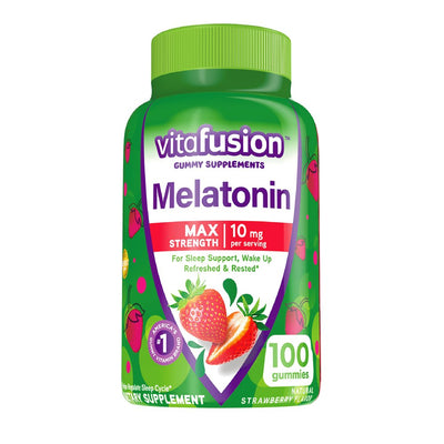 Vitafusion Max Strength Melatonin Gummy Supplements, Strawberry Sleep Supplements, 100 Ct