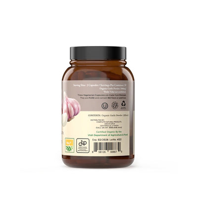 Organic Garlic Capsules - 520Mg Capsules 100 Count Vegetarian Pills Supplement, Odorless Garlic Powder Capsules & Extract