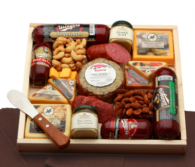 Deluxe Meat & Cheese Lovers Sampler Tray - meat and cheese gift baskets