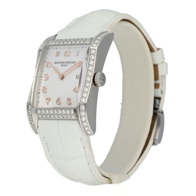 Baume &Amp; Mercier Hampton M0A10025 Diamonds Rectangle Steel Quartz Ladies Watch