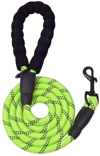 5 FT Thick Highly Reflective Dog Leash-Green