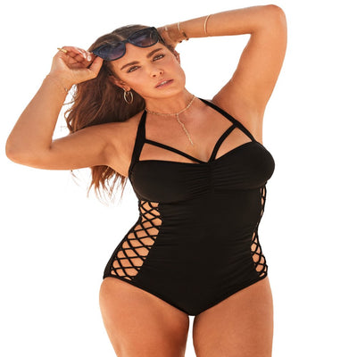 Swimsuits for All Women'S plus Size Boss Underwire One Piece Swimsuit 14 Black