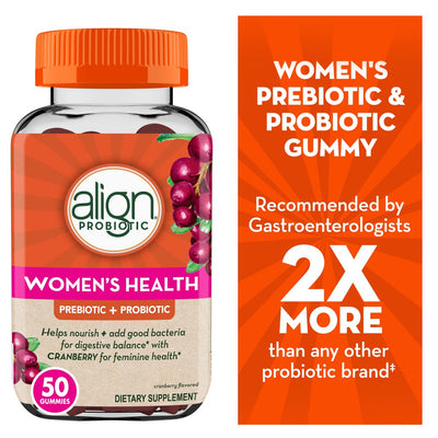 Align Probiotic Women'S Health Gummies, Prebiotic & Probiotic, Dietary Supplement, Cranberry, 50 Ct