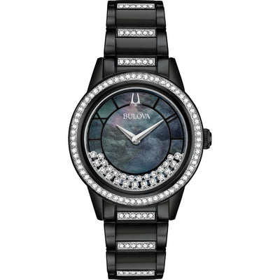 Bulova Women'S Classic Crystal Black Stainless Steel Watch 98L252