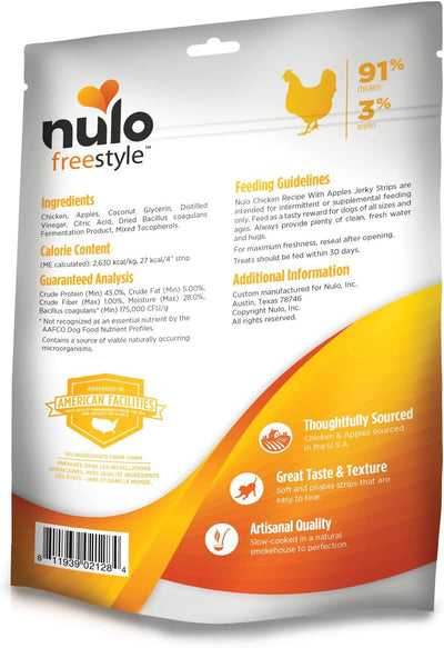 Nulo Freestyle Jerky Dog Treats: Healthy Grain Free Dog Treat - Natural Dog Treats for Training or Reward - Real Meat Strips for Puppy and Adult Dogs - Chicken with Apples Recipe - 5 Oz Bag