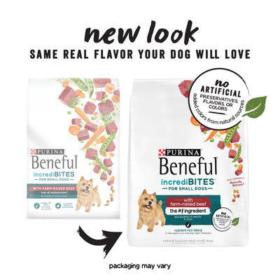 Purina Beneful Incredibites with Farm-Raised Beef, Purina High Protein Dog Food Dry Dog Food for Small Breeds, 14 Lb. Bag