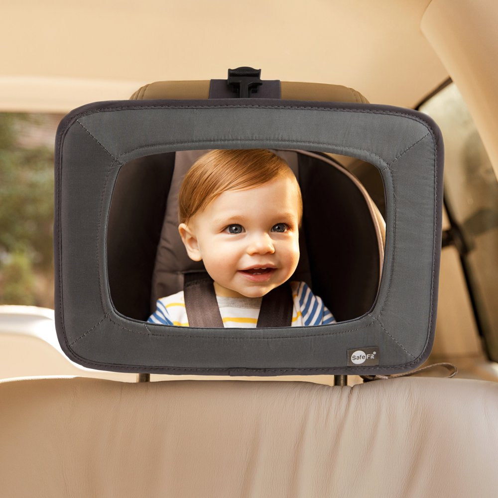 Safefit Baby Wide View Auto Mirror for Car Seat, Baby Car Mirror, Crash-Tested and Shatter Resistant, Gray