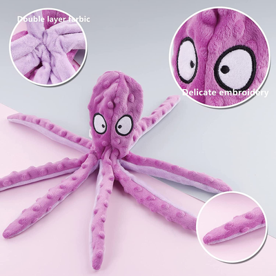 3 Pack Dog Toys for Small Dogs, Medium Dogs, Large Dogs, Puppy Teething Chew Toys, Aggressive Chewers, No Stuffing Crinkle Plush Dog Toys, Dog Squeaky Octopus Toys