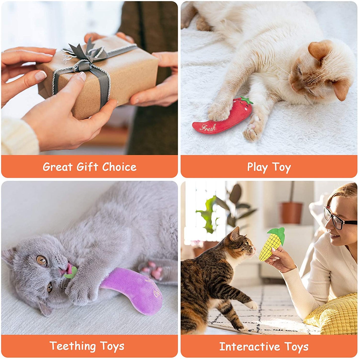 ETEKYER Catnip Toys, Cat Toys, Cat Toys for Indoor Cats, Catnip Toys for Cats, Cat Toys with Catnip, Interactive Cat Toy, Cat Chew Toy, Cat Pillow Toys, Cat Toys for Kittens Kitty