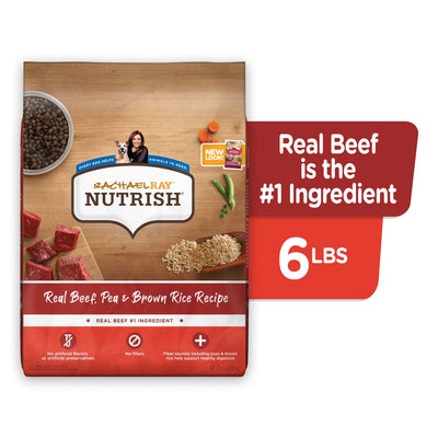 Rachael Ray Nutrish Real Beef, Peas Brown Rice Recipe Natural Food for Dogs, 6 Lb