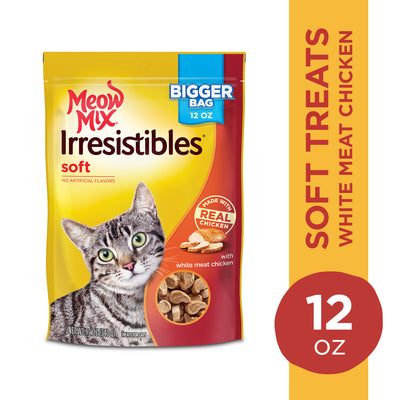 Meow Mix Irresistibles Cat Treats - Soft with White Meat Chicken, 12-Ounce Bag