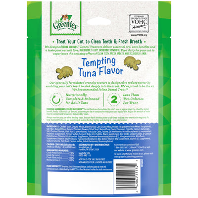 FELINE GREENIES Adult Natural Dental Cat Treats, Tempting Tuna Flavor, 4.6 Oz. Pouch