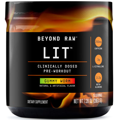 Beyond Raw® LIT™ Pre-Workout Powder, Gummy Worm, 250Mg Caffeine, 7.28 Oz