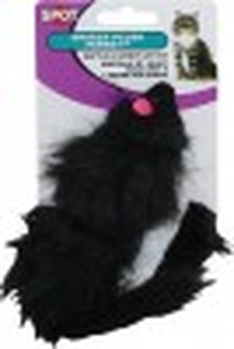 Shaggy Plush Ferret with Rattle & Catnip Cat Toy, Black